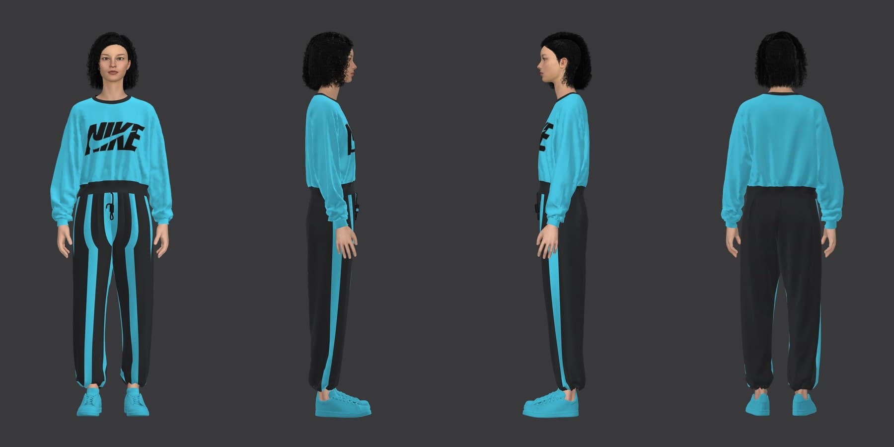 Final Nike-inspired sportswear CLO 3D four-side review
