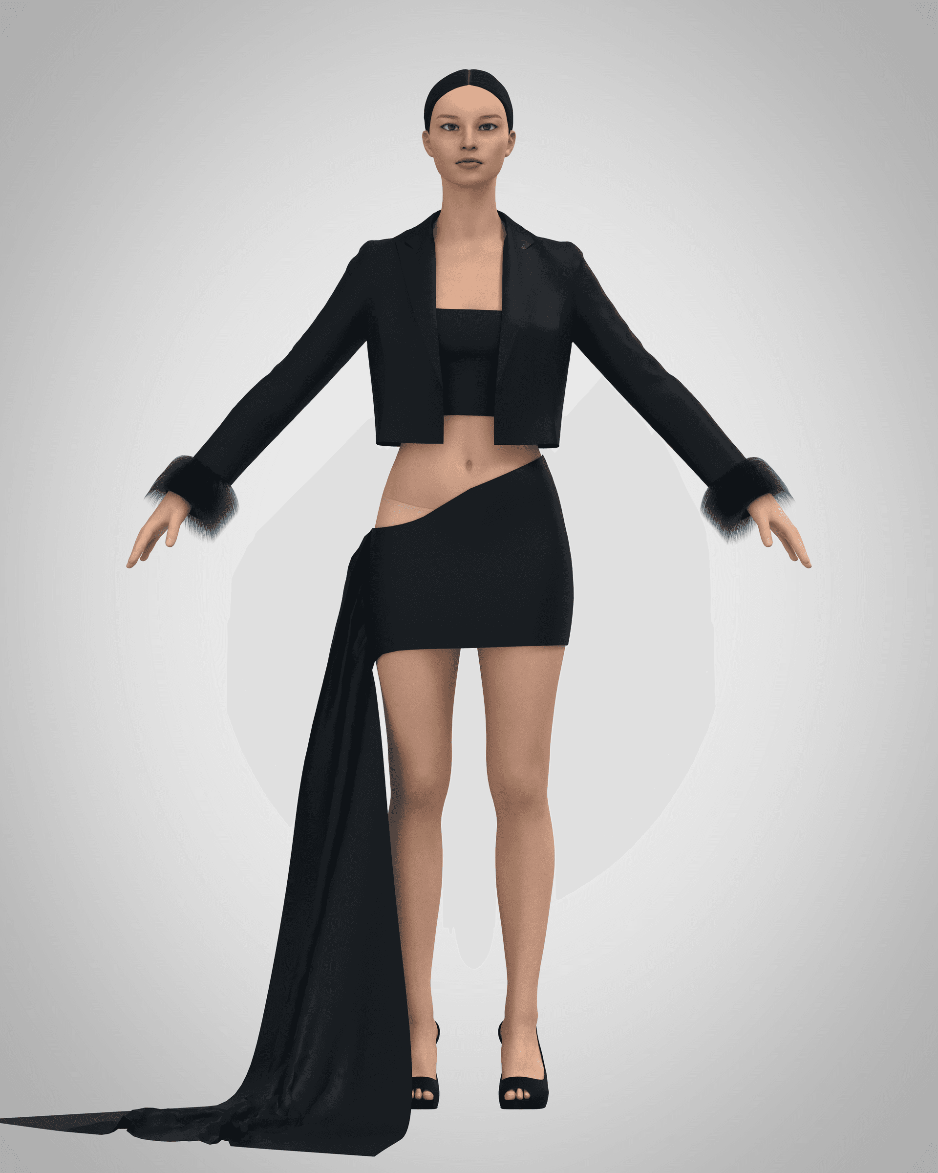 Black editorial CLO 3D garment render
