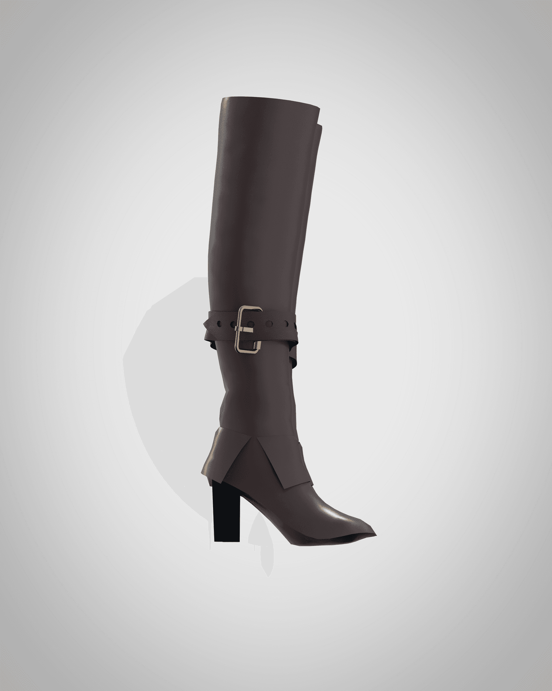 Tall boot accessory render with belt buckle detail